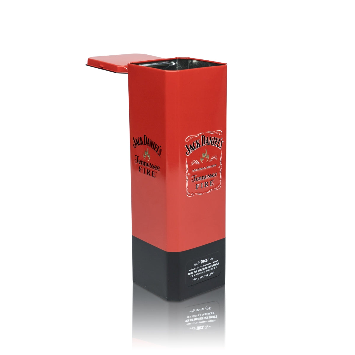 1 Jack Daniels Whiskey Metalowa puszka Fire Tin-Box Czerwona puszka nowa – Widok 4