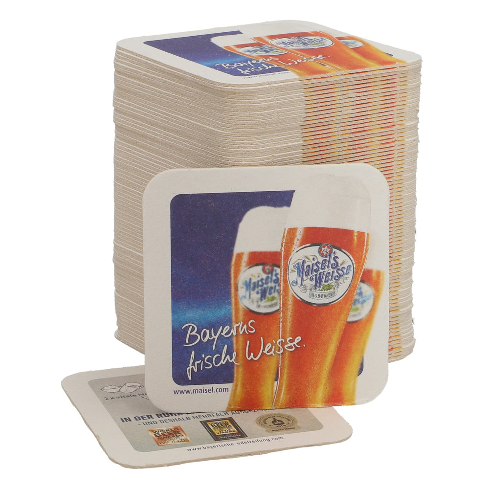 100x podkładki pod piwo Maisels Weisse 9,4 x 9,4 cm Akcesoria barowe Bayerns Frische