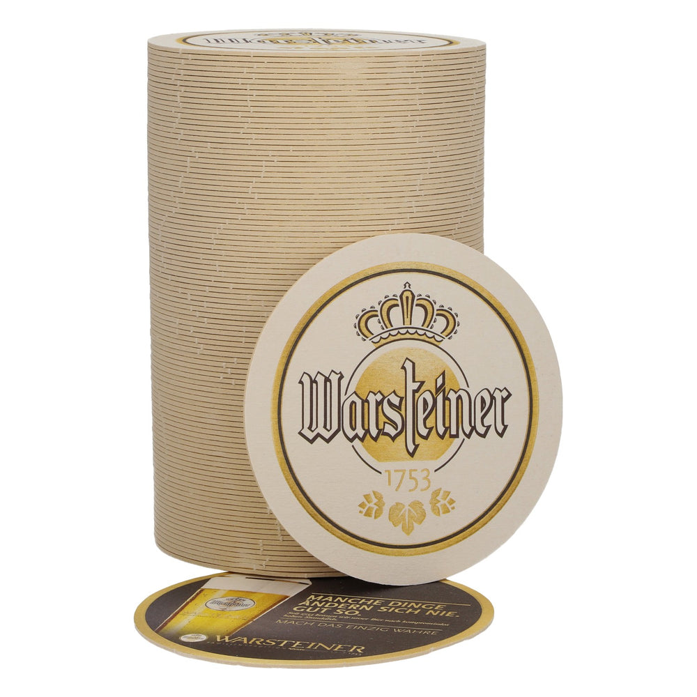 100 podkładek pod piwo Warsteiner, średnica 10,5 cm, z napisem: „Niektóre rzeczy nigdy się nie zmieniają. I dobrze.”