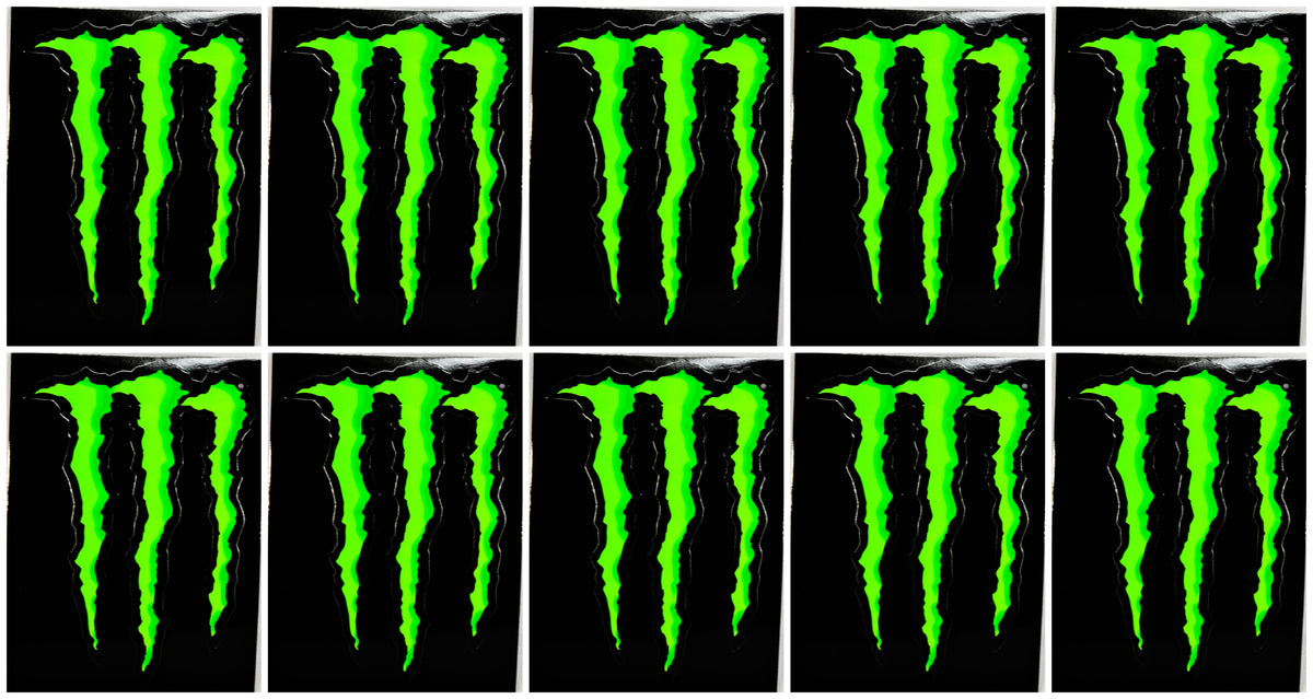 10x naklejki Monster Energy, czarne, 11 x 8 cm, reklama BMX, gadżety