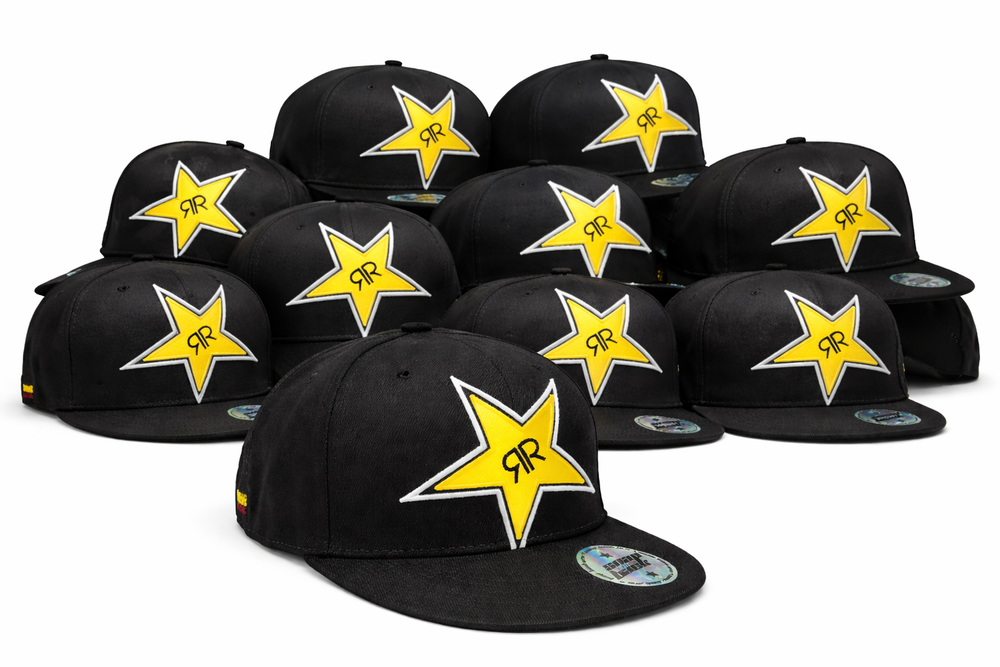 10x Czapka z daszkiem Rockstar Energy Cap Snap Basecap Back Czarna Czapka unisex BMX