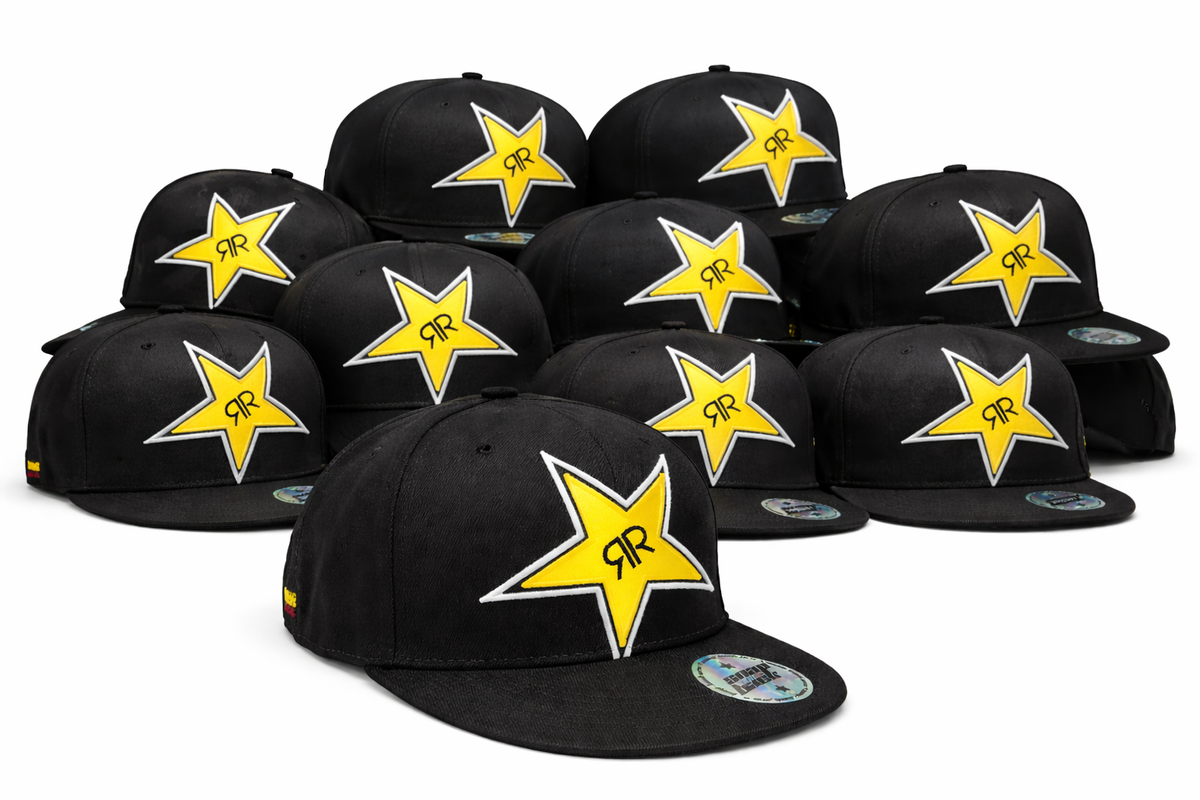 10x Czapka z daszkiem Rockstar Energy Cap Snap Basecap Back Czarna Czapka unisex BMX