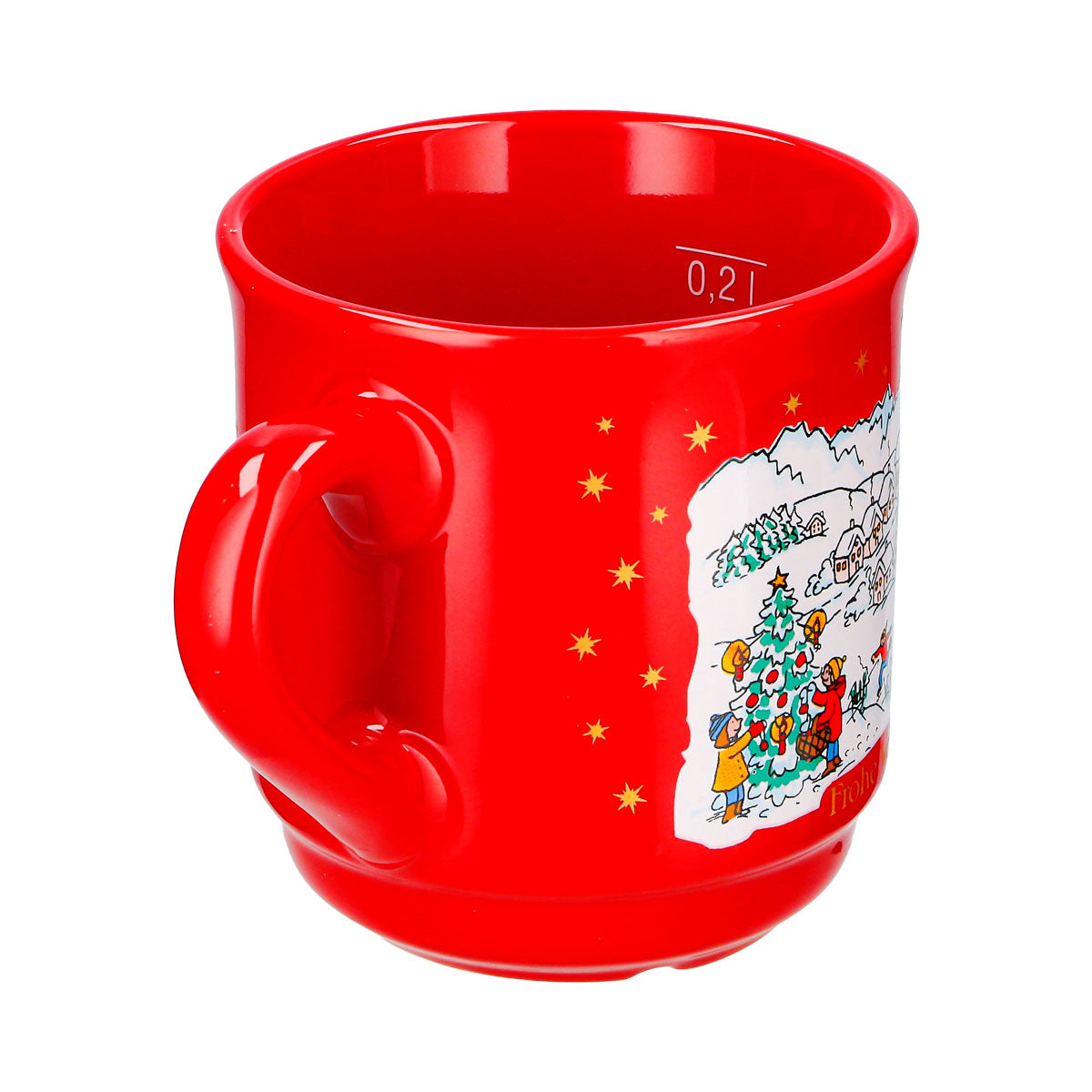 2 kubki do grzanego wina Mohaba, model 8000, „Wesołych Świąt”, zimowy, ognistoczerwony, 0,2 l, z podziałką, nadające się do układania w stosy – Widok 7