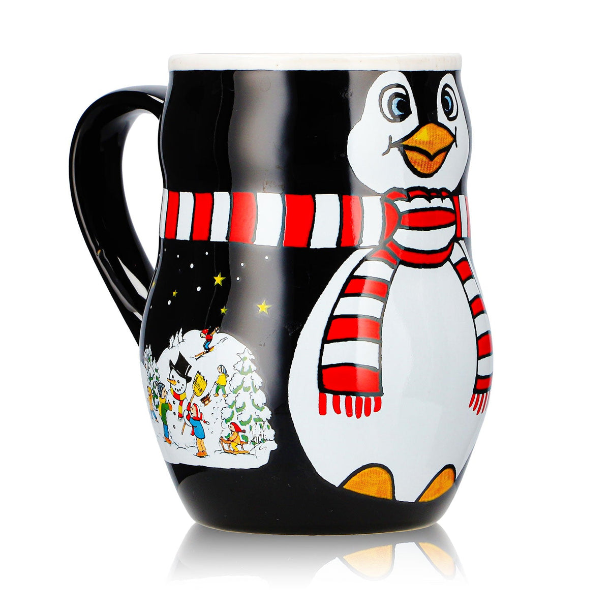 2 kubki do grzanego wina Mohaba z motywem pingwina, relief „Merry X-mas”, czarno-białe, 0,2 l, z podziałką – Widok 3