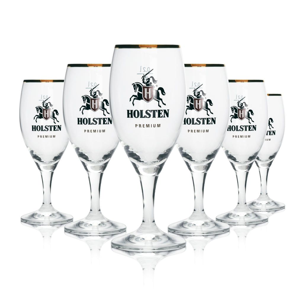 12x szklanki do piwa Holsten Premium 0,2 l z złotym brzegiem Rastal