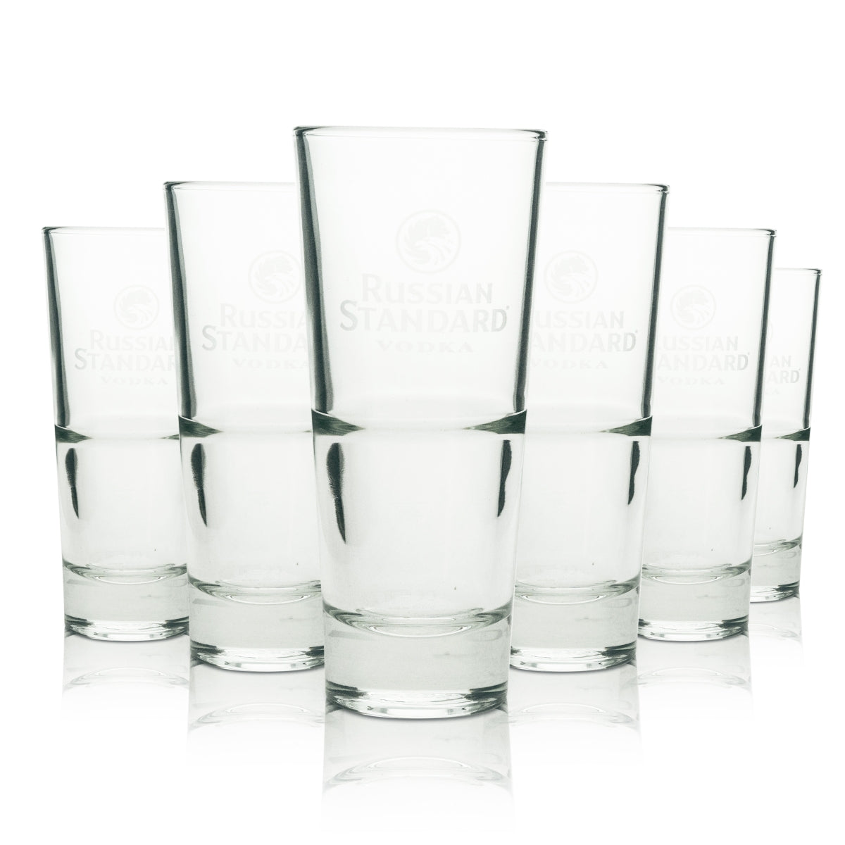 12x rosyjski standardowy kieliszek do wódki long drink z białym napisem