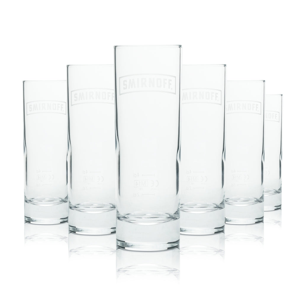 12x Smirnoff Glass 0,2l Longdrink Glasses Round Gastro Pub Bar Vodka