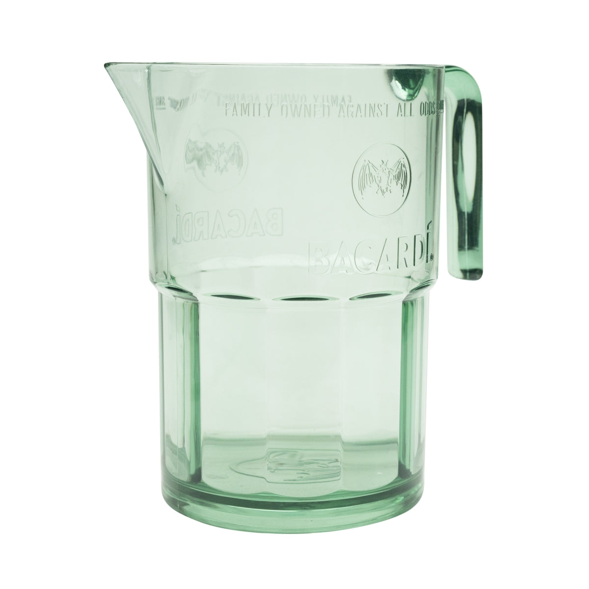 1x szklana plastikowa karafka Bacardi Rum z uchwytem