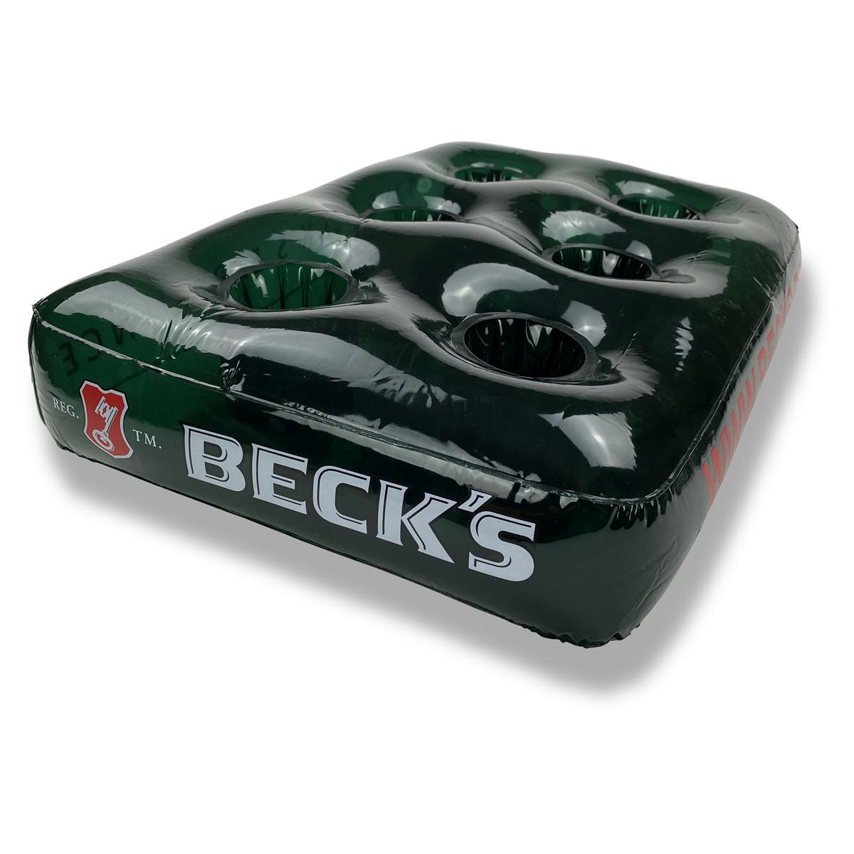 1x Becks piwo nadmuchiwany uchwyt na napoje basen zielony