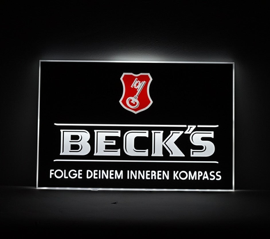 1x Piwo Becks neon srebrny 55x36cm aluminium