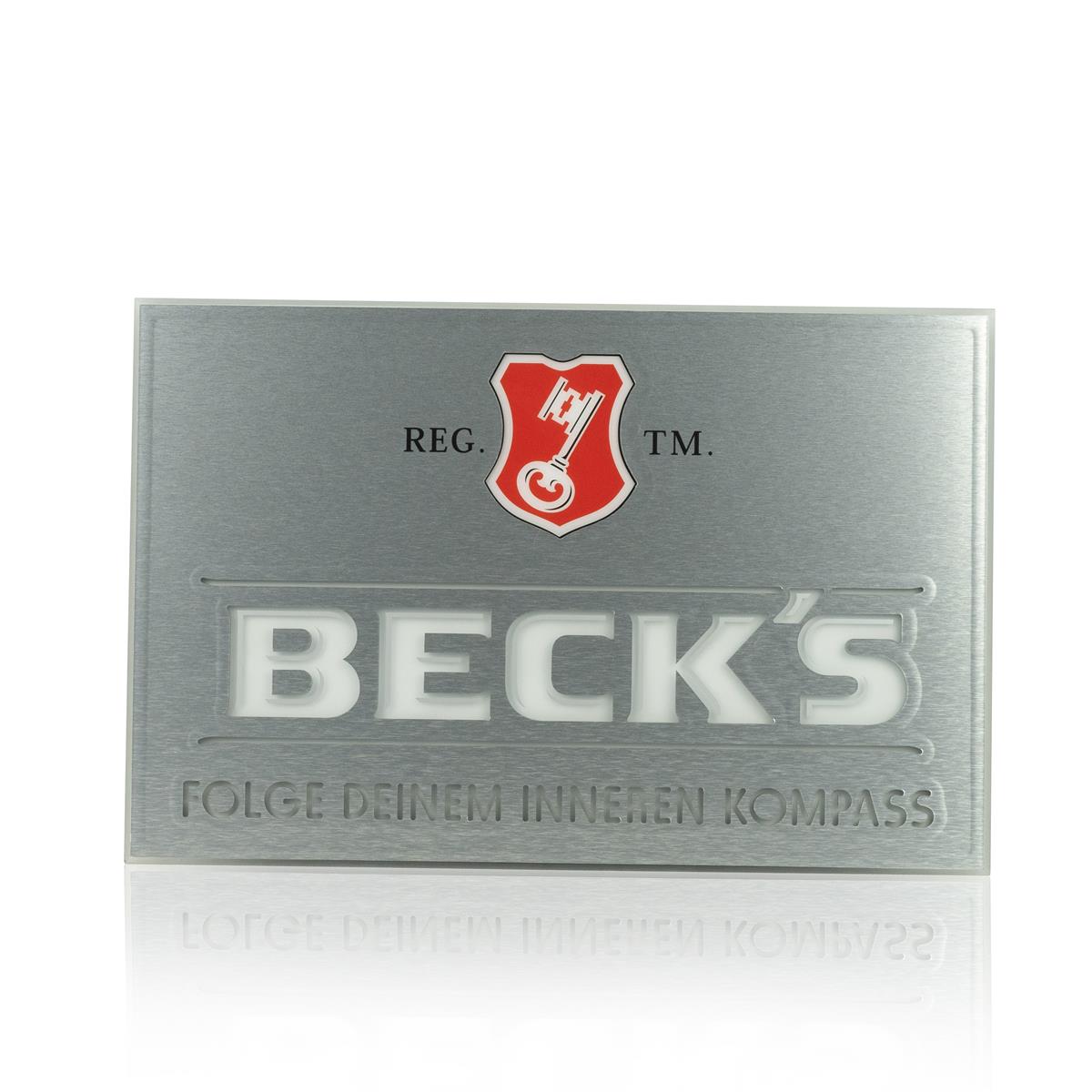 1x Piwo Becks neon srebrny 55x36cm aluminium – Widok 2