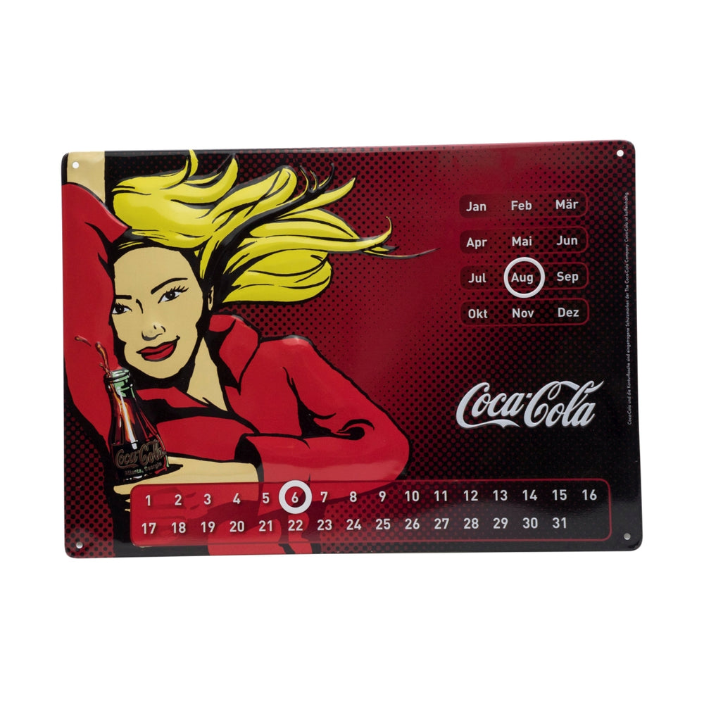 1x Coca Cola puszka z napisem kobieta z kalendarzem