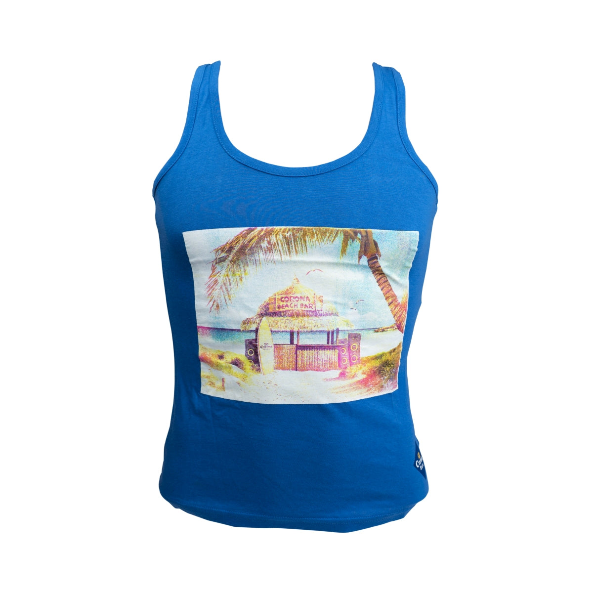 1x Corona beer tank top damski niebieski z motywem rozmiar S