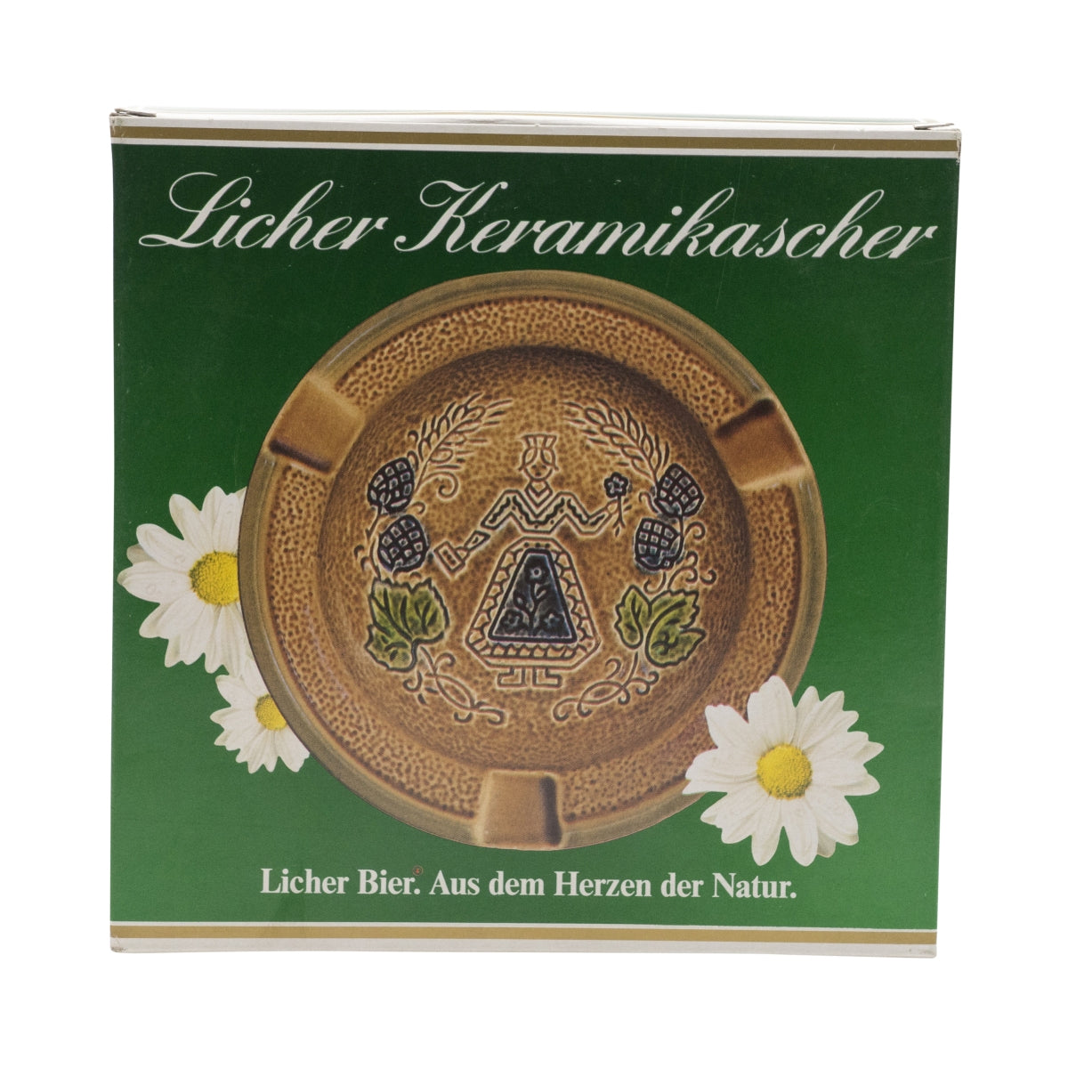 1x Popielniczka ceramiczna do piwa Licher brązowa z kobietą
