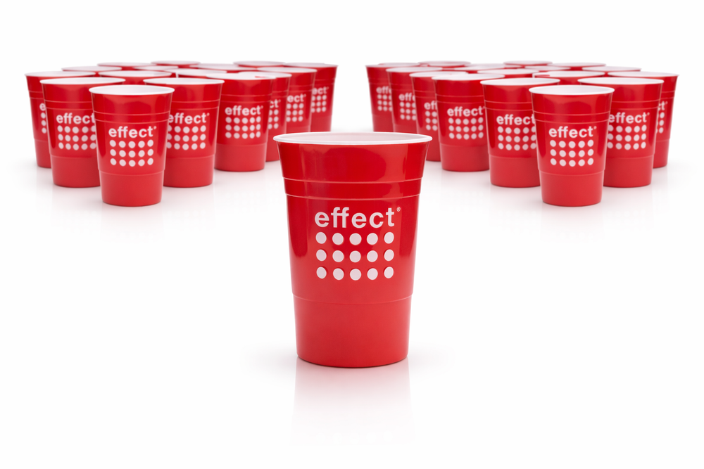 24x kubki Effect 0,3 l wielokrotnego użytku Red Cup plastikowe szklanki Beer Pong szklanka plastikowa