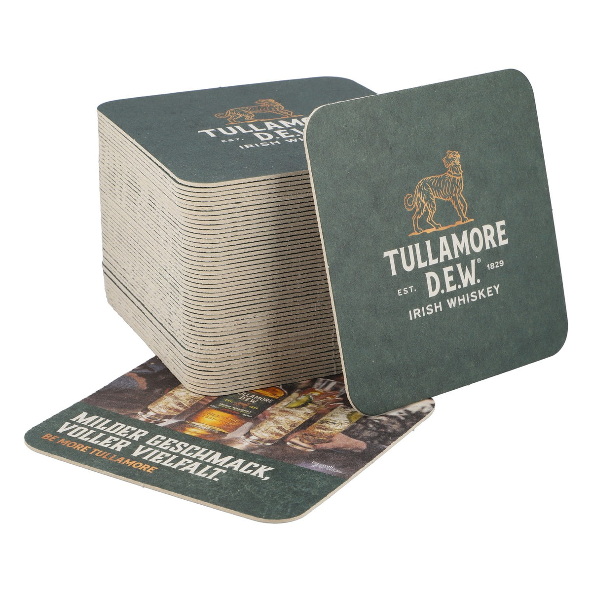 50x podkładki pod szklanki Tullamore Dew Whisky, zielone – Widok 2