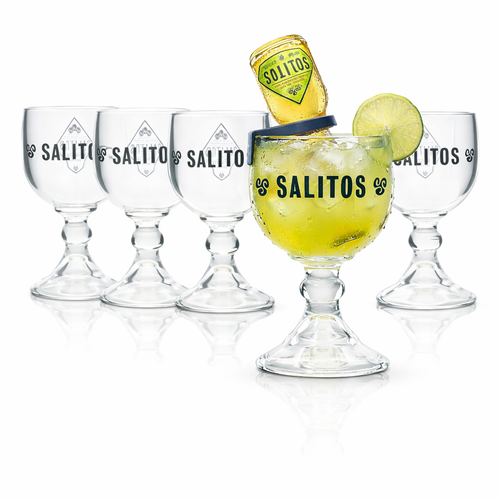 5x Salitos Salrita Szklanka 0,6 l – koktajl long drink aperitif – wraz z klipsem z prawdziwego szkła