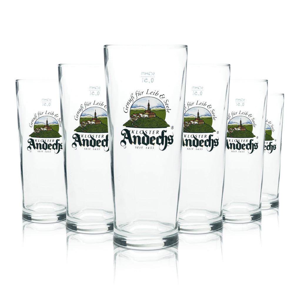 6 Andechs szklany kufel do piwa 0,5l Logo Sahm nowy