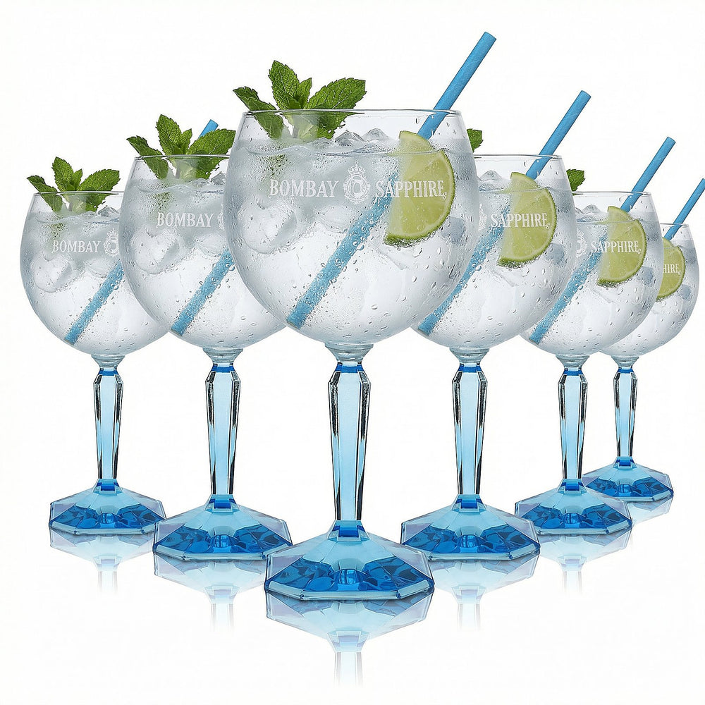 zestaw 6 szklanek typu ballon Bombay Sapphire 0,68 l – Copa z niebieską nóżką do gin tonic