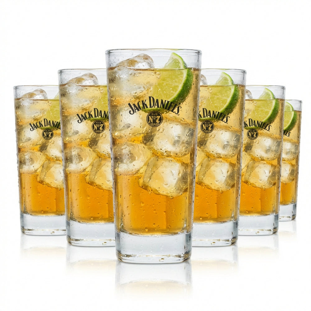 Zestaw 6 szklanek Jack Daniels 0,35 l – klasyczne szklanki do drinków Old No. 7 z podziałką