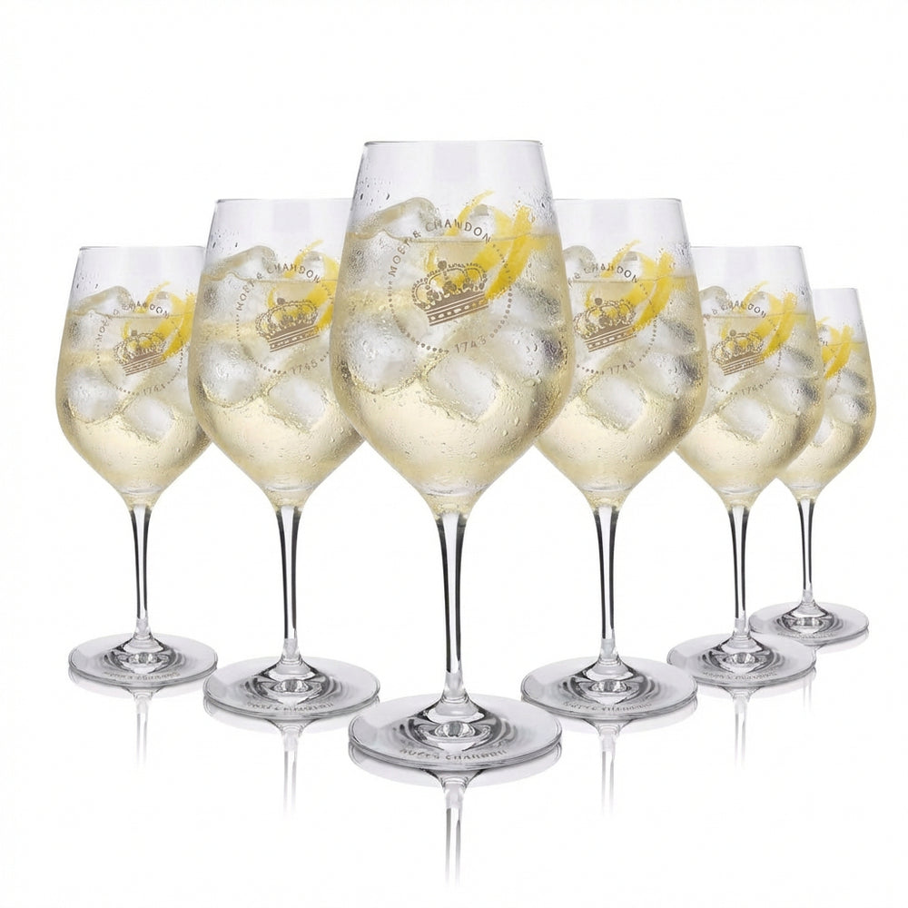Zestaw 6 kieliszków do szampana Moët & Chandon 0,63 l – kieliszki ze szkła prawdziwego z podziałką