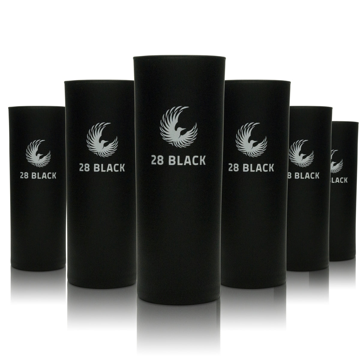 6x 28 czarnych szklanek Energy Longdrink 220 ml - matowa czerń, stylowe napoje