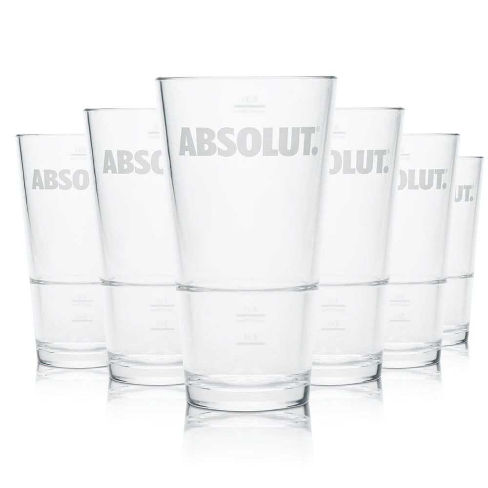 6x Absolut szklanka 0,3l plastikowa twarda szklanka wielokrotnego użytku kalibrowana gastronomia