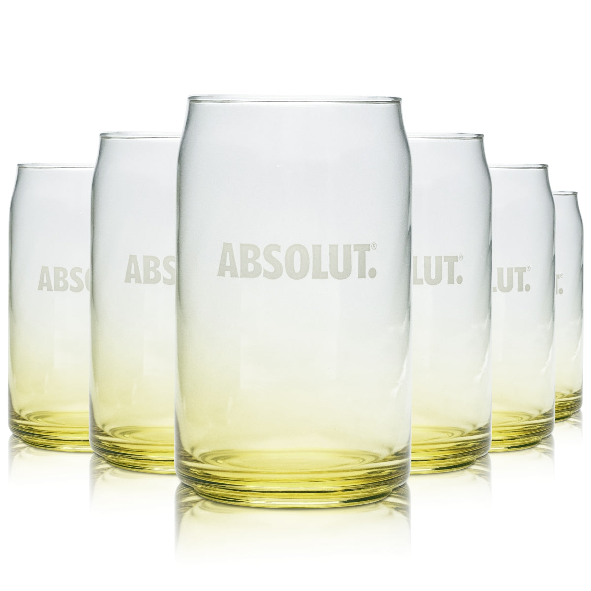 6x Absolut Vodka Glass 0,25l Tumbler YELLOW Sensations Longdrink Glasses Gastro Oak