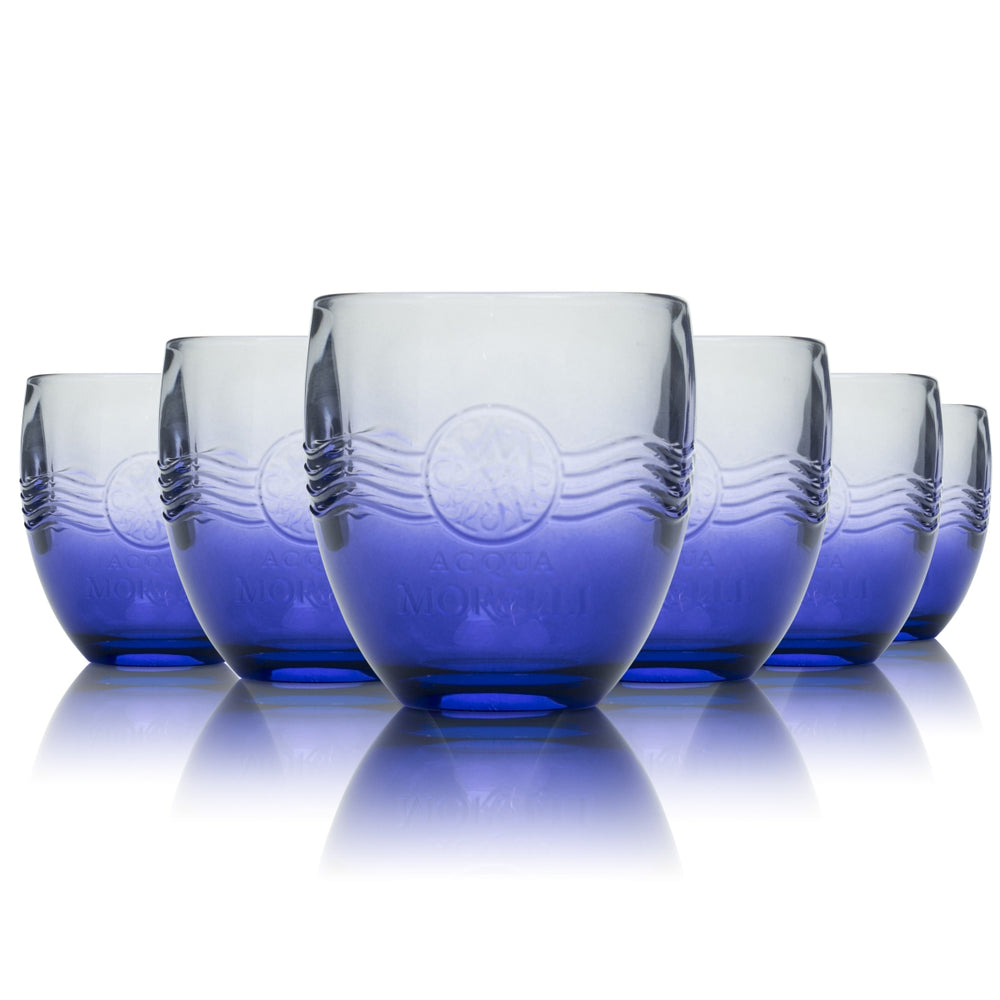 6x Acqua Morelli szklanka do wody 0,25l Tumbler Relief szklanki do wody mineralnej sodowej niebieskie