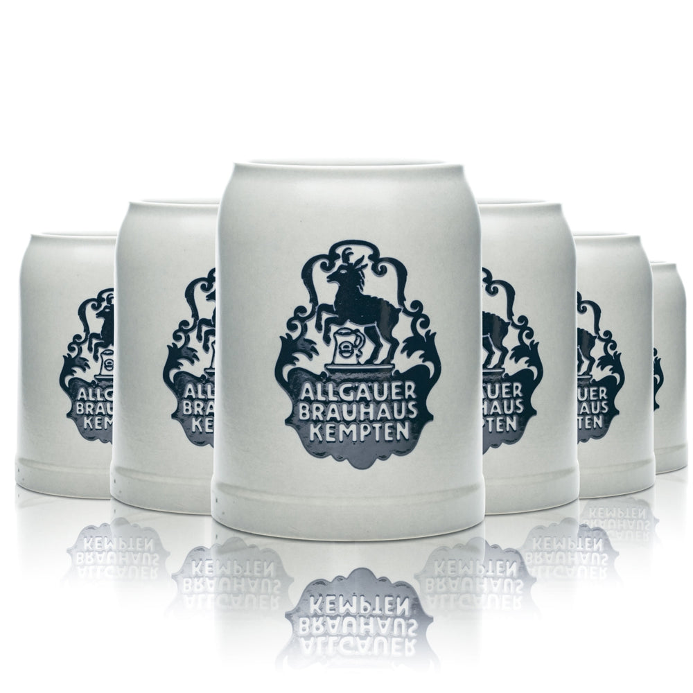 6x Allgäuer Brauhaus Kempten Szklanka do piwa 0,5 l Kufel Ceramika Uchwyt Szklanki Seidel Kamionka