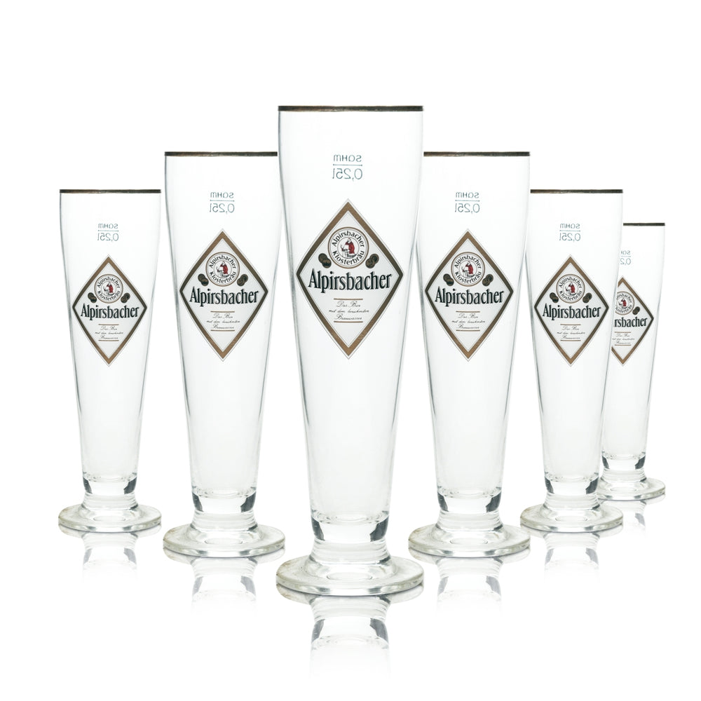 6x Alpirsbacher szklanka do piwa 0.25l goblet złota obręcz pilsner tulipan szklanki łodyga klasztor
