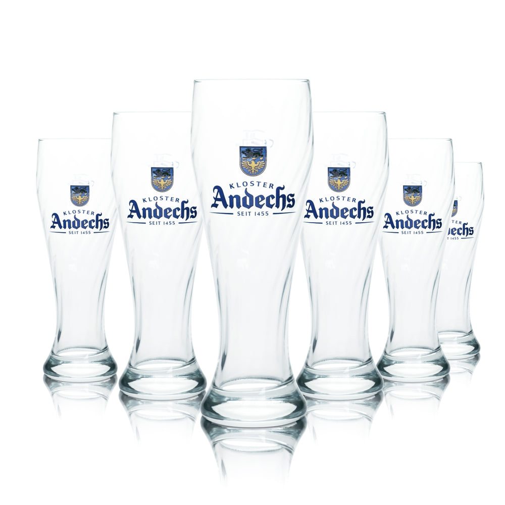 6x szkło Andechs 0.5l piwo pszeniczne drożdżowe kryształowe szklanki pszeniczne browar klasztorny