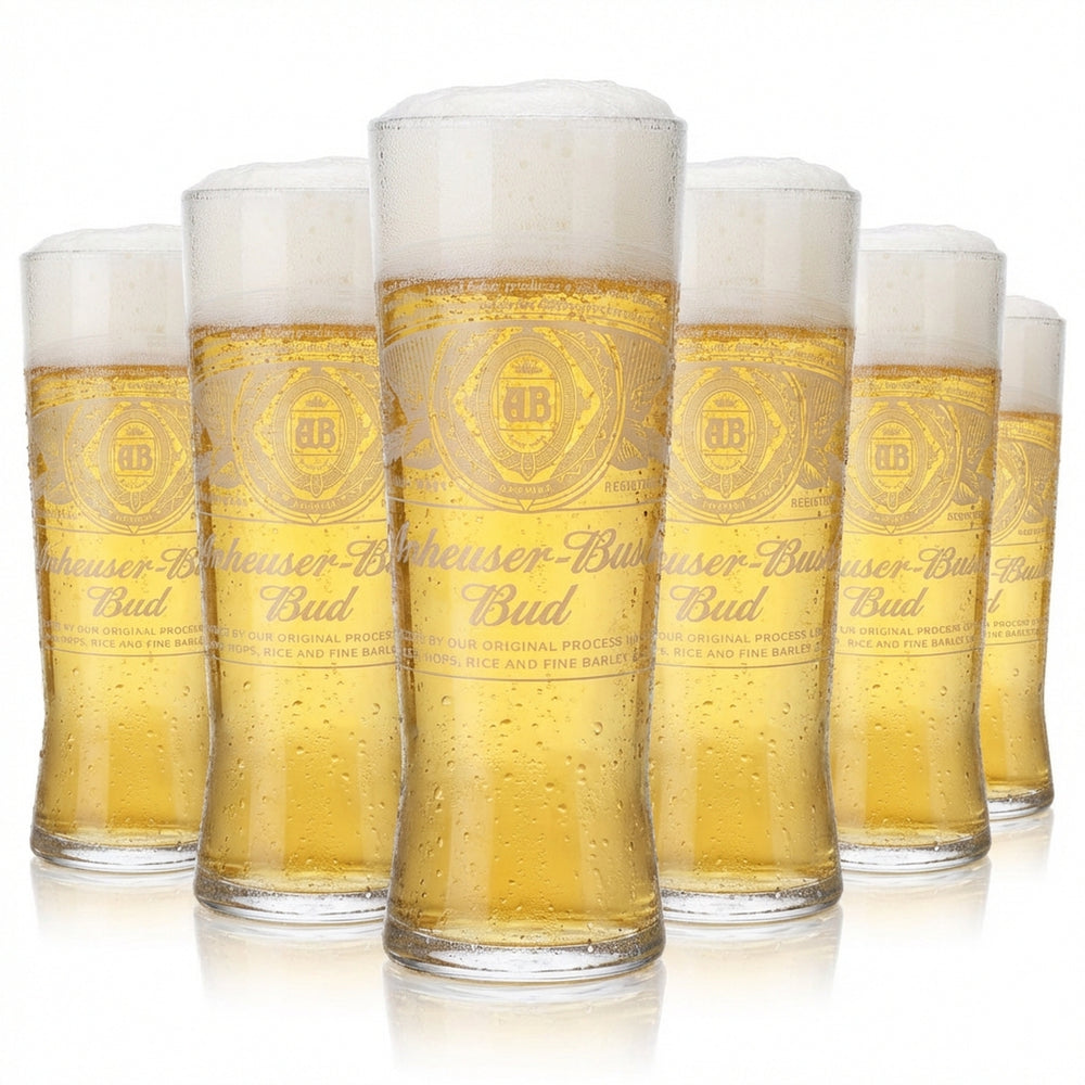 6x szklanka do piwa Anheuser-Busch Bud 0,3 l Creed Kontur Zestaw szklanek NOWY WZÓR