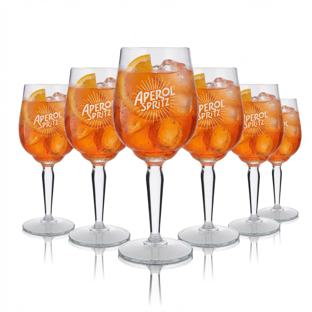 6x kieliszek do aperitifu Aperol Spritz Signature Calice 0,45 l – zestaw oryginalnych kieliszków do aperitifu Cristalline