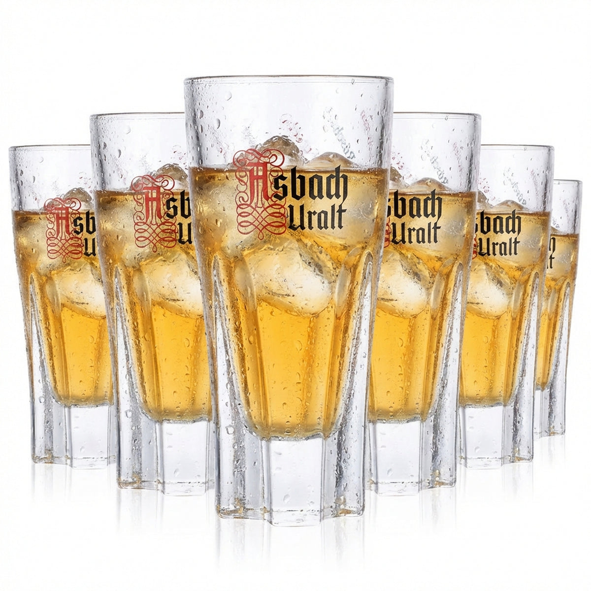 6x kieliszek do brandy Asbach 2 cl/4 cl z logo Stamper Uralt „Hütchen Rüscher” Rastal