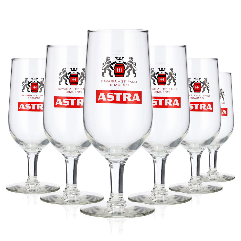 6 sztuk szklanek do piwa Astra 0,2 l, typu tulipan, St. Pauli, szklanki do piwa Sahm, szklanki pucharowe