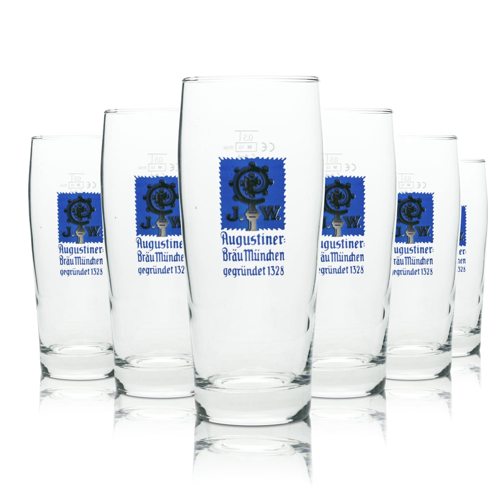 6x szklanka do piwa Augustiner 0,5l F.Herb Willi Mug Bright Glasses Brewery Beer Bar