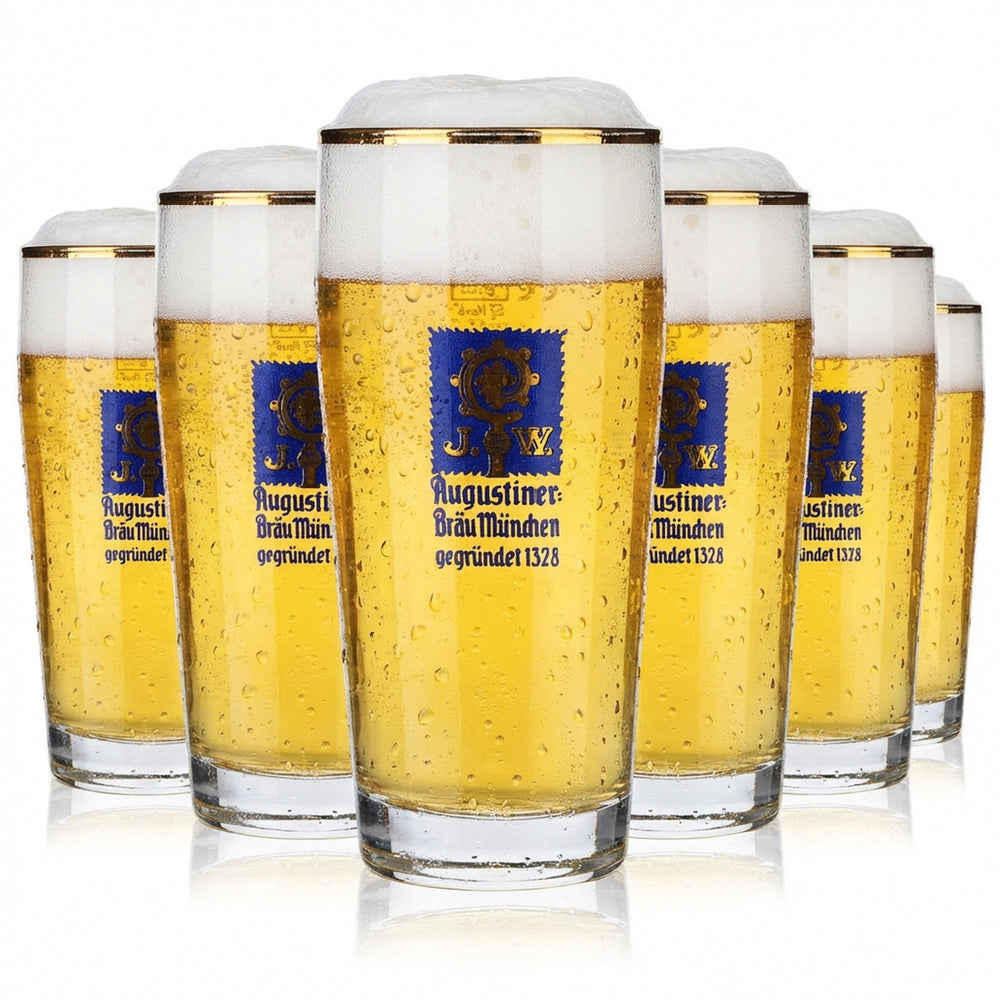 6x szklanki do piwa Augustiner 0,3 l Szklanki do piwa Złota obwódka