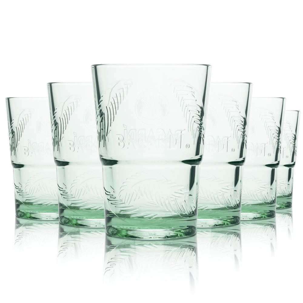 6x Bacardi Glass 0,3l Green Longdrink Cocktail Contour Glasses Cuba Libre Palms