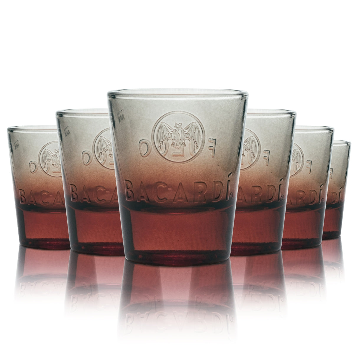 6x Bacardi Glass 4cl Shot Short Stamper Contour Glasses Fuego Gastro Pub Bar