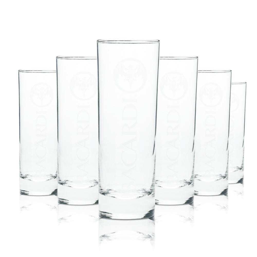 6x Bacardi Rum Glass 0,2l Longdrink Cocktail Glasses Gastro Razz Oakheart Bar Mix