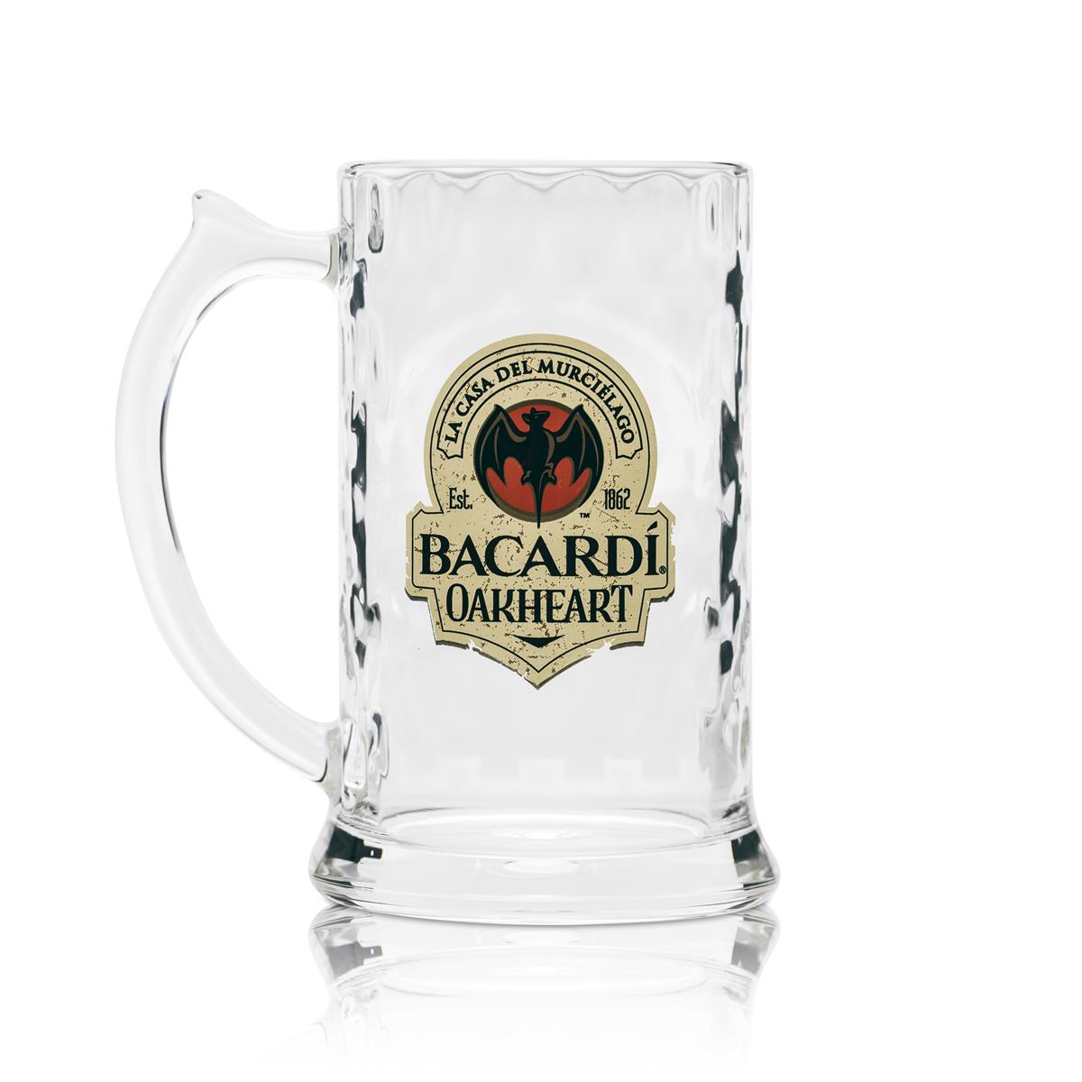 6x Bacardi Rum dzbanek z prawdziwego szkła Oakheart 350ml – Widok 2