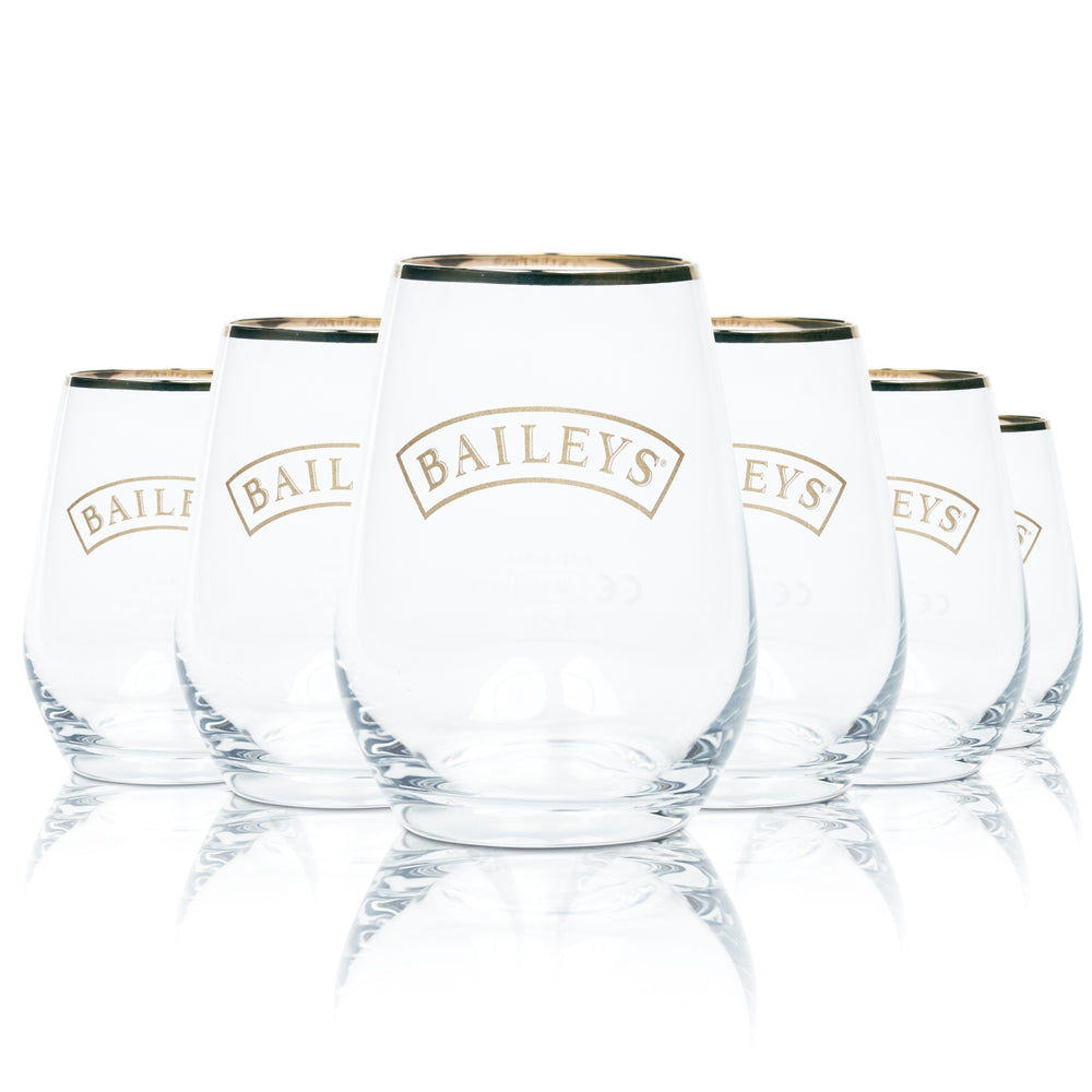 6x Baileys Glass Tasting 0,15l Tumbler Gold Rim Liqueur Glasses 4cl Gauge Gastr
