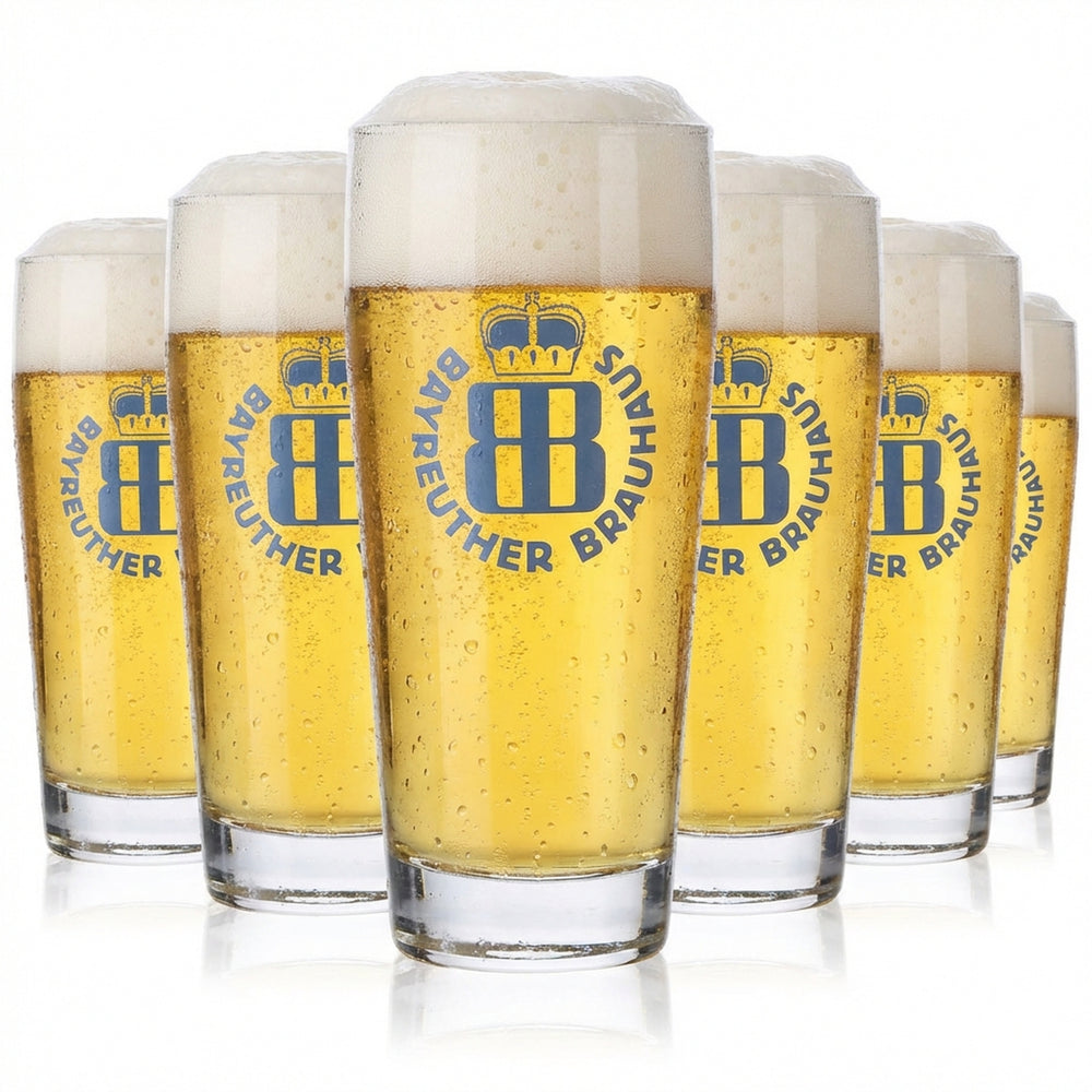 6x szklanka do piwa Bayreuther 0,2 l Kubek Szklanki do piwa Szklanka do piwa Logo niebieskie