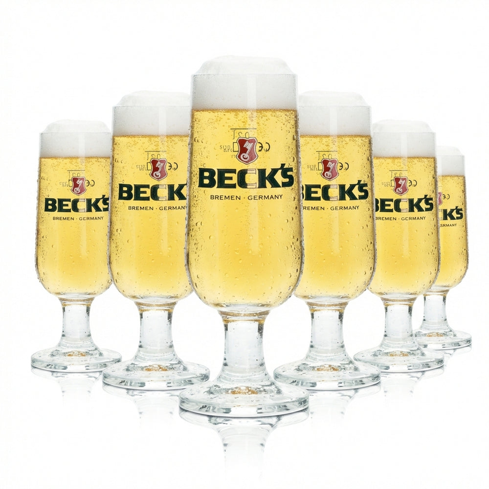 6x Becks Beer Glass 0,2l Goblet Ritzenhoff Tulip Glasses Brewery Silver Beer Bar