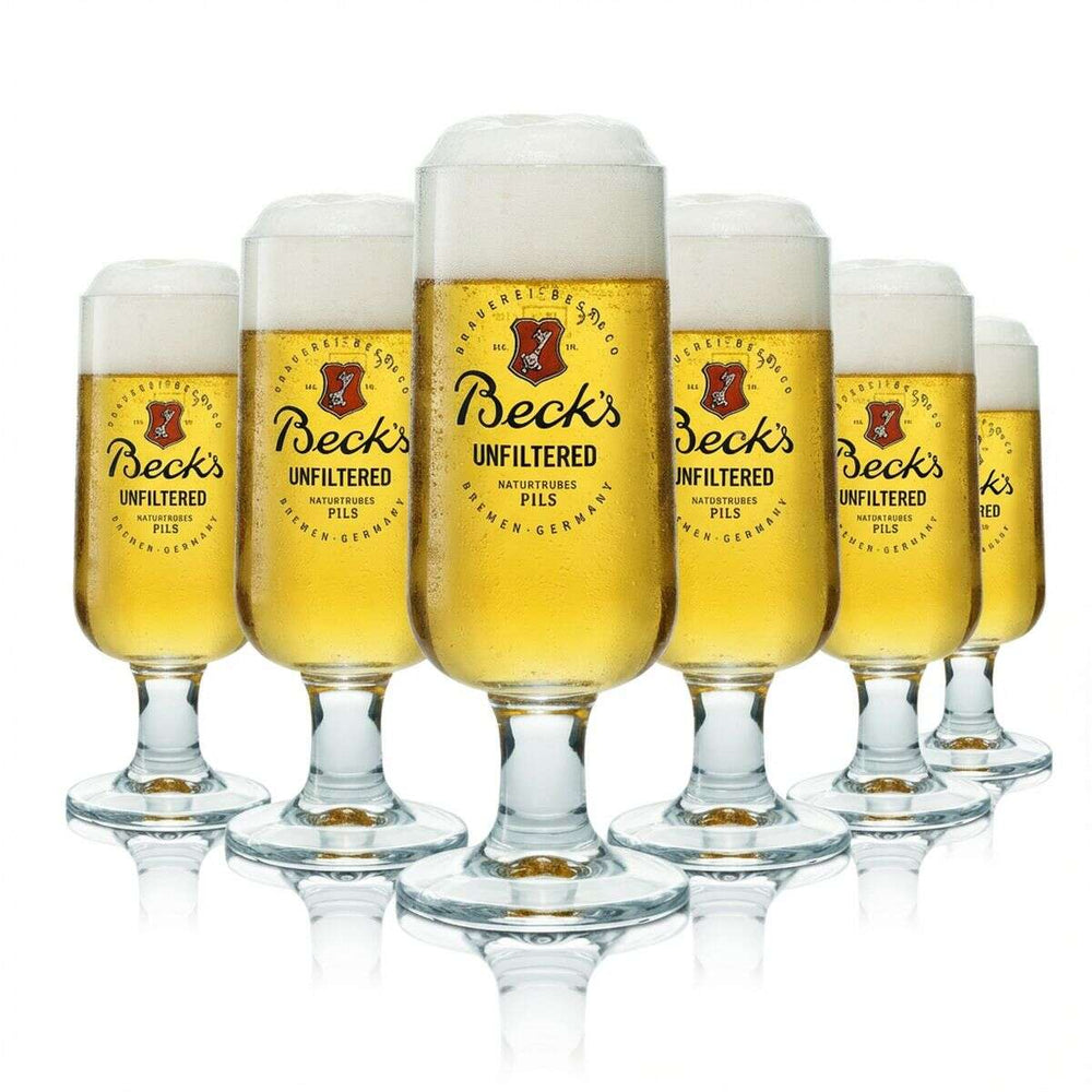 6x szklanka do piwa Becks 0,3 l, zestaw szklanek w kształcie tulipana, piwo niefiltrowane, naturalnie mętne, edycja specjalna