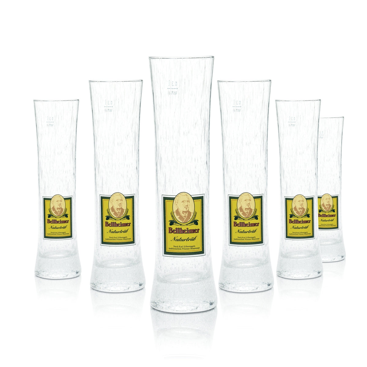 6x Bellheimer Glas 0,3l Beer Goblet Pils Stange Naturtrüb Frosted Ice Glasses Bräu