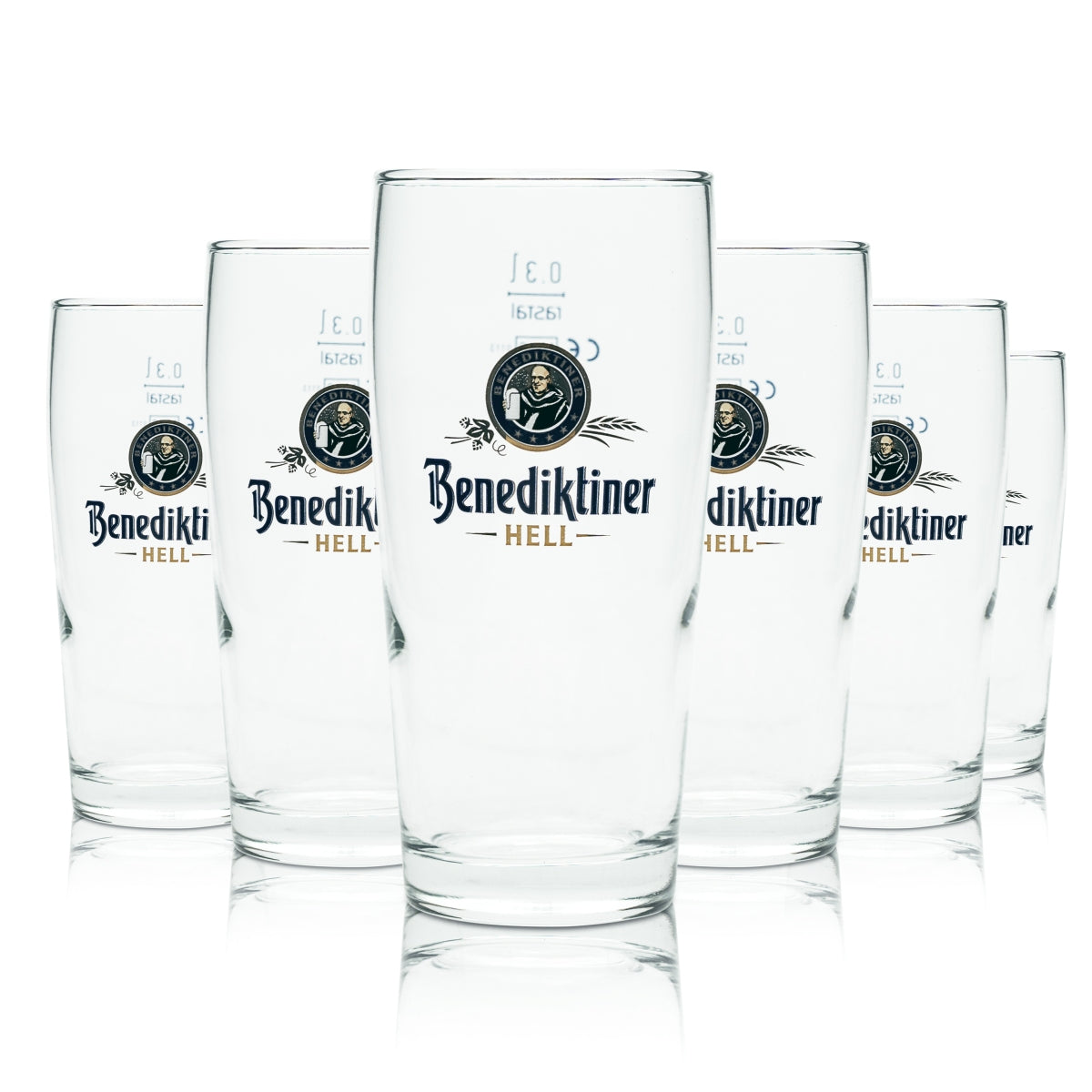 6x szklanka do piwa Benediktiner 0.3l Willi Becher "Hell" Sahm szklanki do piwa tumbler
