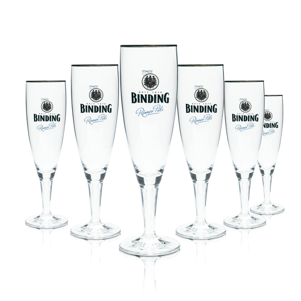 6x Binding Glass 0.3l Beer Goblet Tulip Roman Pils Gold Rim Glasses Brewery Gastro