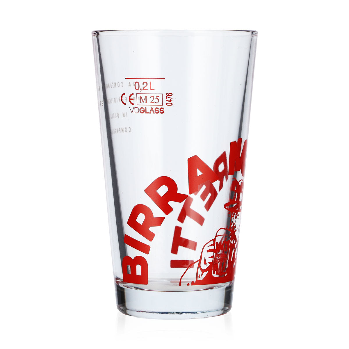 6 szklanek do piwa Birra Moretti o pojemności 0,2 l z czerwonym logo, szklanki typu „Willibecher” (zestaw 6 sztuk) – Widok 3